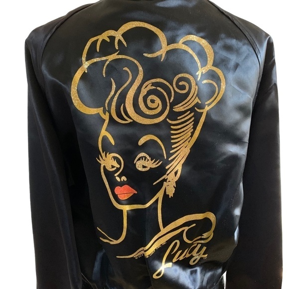 Vintage I Love Lucy Satin Bomber Jacket UCF 1991 TM: Lucy CBS Inc. Gold Graphic - Picture 2 of 16